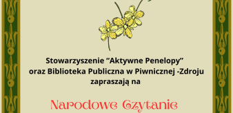 Aktywne Penelopy oraz Biblioteka Publiczna zaprasza na NARODOWE CZYTANIE