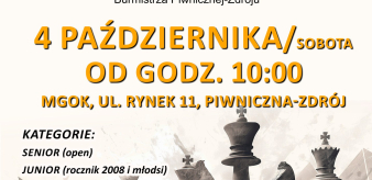 TURNIEJ SZACHOWY pod patronatem Burmistrza Piwnicznej-Zdroju od godz. 10:00 Udział bezpłatny!