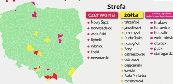 Koronawirus: strefy ż&oacute;łte i czerwone w Małopolsce