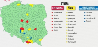 Koronawirus: strefy ż&oacute;łte i czerwone w Małopolsce