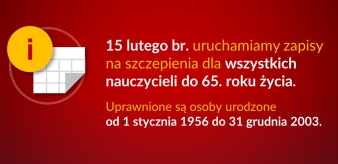 Od poniedziałku zapisy na szczepienia dla wszystkich nauczycieli do 65. roku życia