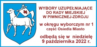 Wybory Uzupełniające do Rady Miejskiej w Piwnicznej-Zdroju niedziela 9 października 2022 r.