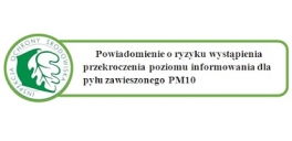 [30.11.2022] KOMUNIKAT o ryzku wystąpienia przekroczenia poziomu informowania dla pyłu zawieszonego PM10